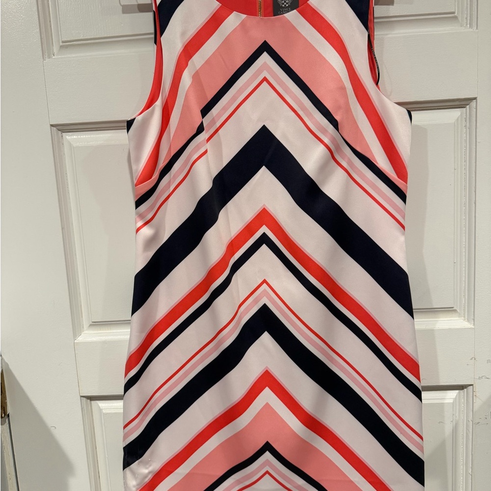Vince Camuto Pink and Navy Chevron Mini Dress